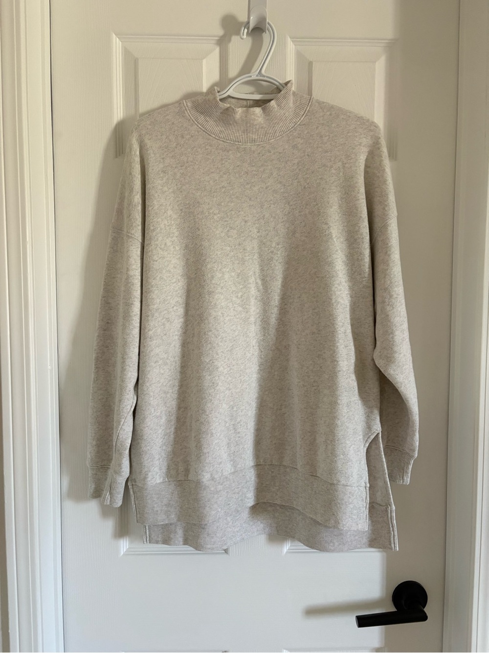 American Eagle Outfitters Heather Oatmeal Mock Neck Sweater - Picture 2 of 5